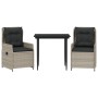 Set comedor de jardín 3 pzas cojines ratán sintético gris claro de , Conjuntos de jardín - Ref: Foro24-3262896, Precio: 337,6...