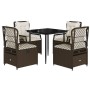 Set comedor de jardín 5 piezas y cojines ratán sintético marrón de , Conjuntos de jardín - Ref: Foro24-3262972, Precio: 486,4...