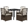 Set comedor de jardín 5 piezas y cojines ratán sintético marrón de , Conjuntos de jardín - Ref: Foro24-3262979, Precio: 455,8...