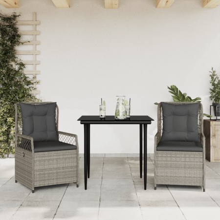Set comedor de jardín 3 pzas cojines ratán sintético gris claro de , Conjuntos de jardín - Ref: Foro24-3263027, Precio: 295,7...