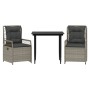 Set comedor de jardín 3 pzas cojines ratán sintético gris claro de , Conjuntos de jardín - Ref: Foro24-3263027, Precio: 295,7...