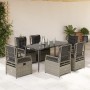 Set comedor jardín 7 pzas y cojines ratán sintético gris claro de , Conjuntos de jardín - Ref: Foro24-3263031, Precio: 691,53...