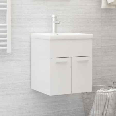 Mueble con lavabo aglomerado blanco brillante de vidaXL, Tocadores de baño - Ref: Foro24-3071267, Precio: 161,16 €, Descuento: %
