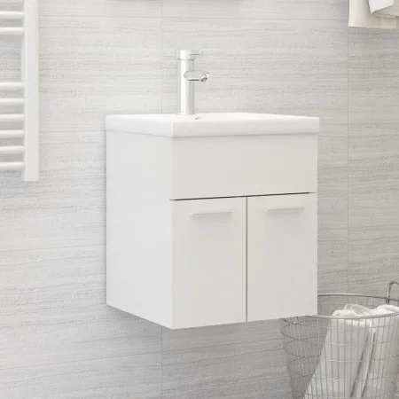 Mueble con lavabo aglomerado blanco brillante de vidaXL, Tocadores de baño - Ref: Foro24-3071267, Precio: 152,11 €, Descuento: %