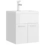 Mueble con lavabo aglomerado blanco brillante de vidaXL, Tocadores de baño - Ref: Foro24-3071267, Precio: 152,11 €, Descuento: %