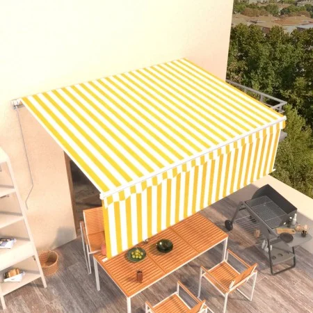 Toldo retráctil manual con persiana amarillo y blanco 4,5x3 m de vidaXL, Toldos - Ref: Foro24-3069318, Precio: 408,57 €, Desc...