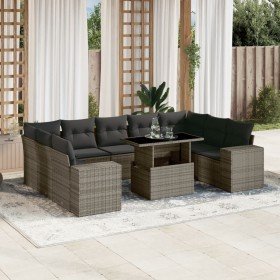 Set de sofás de jardín 10 pzas con cojines ratán sintético gris en Conjuntos de jardín | Comprar online en Foru.es