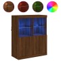 Aparador con luces LED roble marrón 81x37x100 cm de , Aparadores - Ref: Foro24-836678, Precio: 117,77 €, Descuento: %