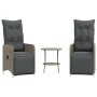 Sillas de jardín reclinables con mesa 2 uds ratán PE gris de , Sillas de jardín - Ref: Foro24-365707, Precio: 293,40 €, Descu...