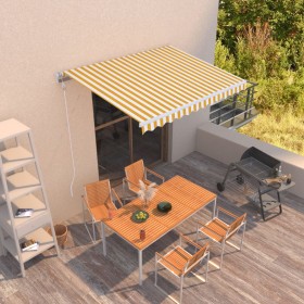 Toldo retráctil manual amarillo y blanco 350x250 cm de vidaXL, Toldos - Ref: Foro24-3068878, Precio: 456,40 €, Descuento: %