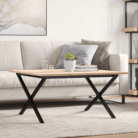Mesa de centro marco X madera maciza pino y acero 90x90x45 cm de , Mesas de cocina y de comedor - Ref: Foro24-3282687, Precio...