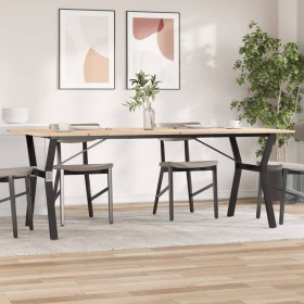 Mesa de comedor marco Y madera maciza pino y acero 200x100x75cm de , Mesas de cocina y de comedor - Ref: Foro24-3282723, Prec...