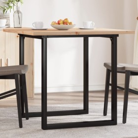 Mesa de comedor marco O madera maciza pino y acero 90x90x75,5cm de , Mesas de cocina y de comedor - Ref: Foro24-3282740, Prec...