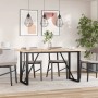 Mesa de comedor marco O madera maciza pino acero 140x80x75,5 cm de , Mesas de cocina y de comedor - Ref: Foro24-3282742, Prec...
