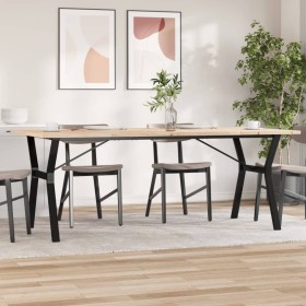 Mesa de comedor marco Y madera maciza pino acero 200x100x75,5cm de , Mesas de cocina y de comedor - Ref: Foro24-3282789, Prec...