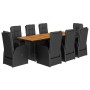 Set de comedor de jardín 9 pzas y cojines ratán sintético negro de , Conjuntos de jardín - Ref: Foro24-3277635, Precio: 1,00 ...