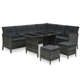 Set de sofás de jardín 4 piezas y cojines ratán sintético gris de , Conjuntos de jardín - Ref: Foro24-48146, Precio: 684,96 €...