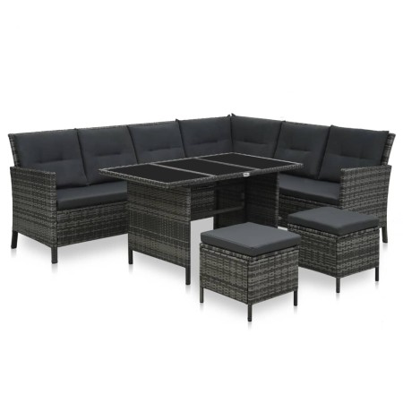 Set de sofás de jardín 4 piezas y cojines ratán sintético gris de , Conjuntos de jardín - Ref: Foro24-48146, Precio: 684,96 €...