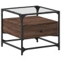 Mesa de centro con puertas de vidrio marrón roble 50x50x45 cm de , Mesas de centro - Ref: Foro24-846053, Precio: 69,99 €, Des...