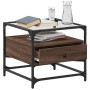 Mesa de centro con puertas de vidrio marrón roble 50x50x45 cm de , Mesas de centro - Ref: Foro24-846053, Precio: 69,99 €, Des...