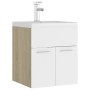 Mueble con lavabo aglomerado blanco y roble Sonoma de vidaXL, Tocadores de baño - Ref: Foro24-3071266, Precio: 162,29 €, Desc...