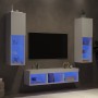 Muebles de TV de pared con LED 5 pzas madera ingeniería blanco de , Muebles TV - Ref: Foro24-3216604, Precio: 192,26 €, Descu...