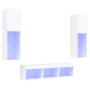 Muebles de TV de pared con LED 5 pzas madera ingeniería blanco de , Muebles TV - Ref: Foro24-3216604, Precio: 192,26 €, Descu...