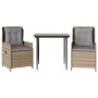Set comedor de jardín 3 pzas con cojines ratán sintético beige de , Conjuntos de jardín - Ref: Foro24-3262868, Precio: 323,60...