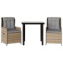 Set comedor de jardín 3 pzas con cojines ratán sintético beige de , Conjuntos de jardín - Ref: Foro24-3262875, Precio: 288,88...