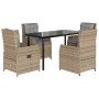 Set comedor de jardín 5 pzas con cojines ratán sintético beige de , Conjuntos de jardín - Ref: Foro24-3262877, Precio: 530,26...