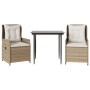 Set comedor de jardín 3 pzas con cojines ratán sintético beige de , Conjuntos de jardín - Ref: Foro24-3262882, Precio: 339,72...