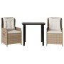 Set comedor de jardín 3 pzas con cojines ratán sintético beige de , Conjuntos de jardín - Ref: Foro24-3262889, Precio: 308,79...