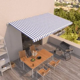 Toldo retráctil manual azul y blanco 500x350 cm de vidaXL, Toldos - Ref: Foro24-3069016, Precio: 392,34 €, Descuento: %