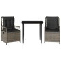 Set comedor de jardín 3 piezas con cojines ratán sintético gris de , Conjuntos de jardín - Ref: Foro24-3262985, Precio: 297,3...