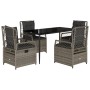 Set comedor de jardín 5 piezas con cojines ratán sintético gris de , Conjuntos de jardín - Ref: Foro24-3262987, Precio: 505,8...