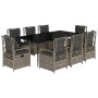 Set comedor jardín 9 pzas y cojines ratán sintético gris de , Conjuntos de jardín - Ref: Foro24-3262991, Precio: 1,00 €, Desc...