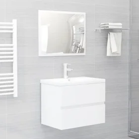 Juego de muebles de baño madera de ingeniería blanco brillo de vidaXL, Muebles de baño - Ref: Foro24-3071591, Precio: 154,20 ...
