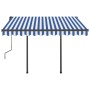 Toldo retráctil automático con postes azul y blanco 3,5x2,5 m de , Toldos - Ref: Foro24-3070126, Precio: 487,11 €, Descuento: %