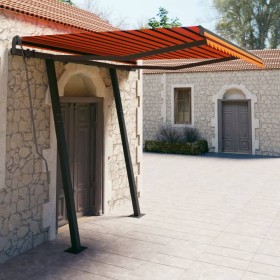 Toldo retráctil automático con postes naranja y marrón 3,5x2,5m de , Toldos - Ref: Foro24-3070130, Precio: 476,75 €, Descuent...