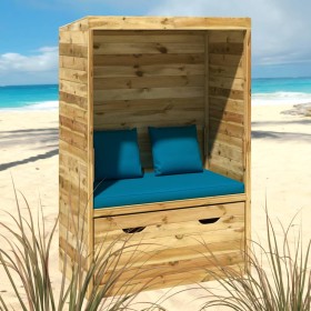 Silla de jardín Strandkorb con cajón pino macizo 112x60x168 cm de , Tumbonas - Ref: Foro24-318206, Precio: 220,69 €, Descuent...
