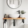 Estante de lavabo de pared de acero y madera maciza de roble de , Tocadores de baño - Ref: Foro24-3302337, Precio: 83,16 €, D...