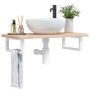 Estante de lavabo de pared de acero y madera maciza de roble de , Tocadores de baño - Ref: Foro24-3302328, Precio: 74,97 €, D...