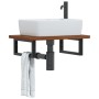 Estante de lavabo de pared de acero y madera maciza de roble de , Tocadores de baño - Ref: Foro24-3302349, Precio: 75,19 €, D...