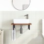 Estante de lavabo de pared de acero y madera maciza de roble de , Tocadores de baño - Ref: Foro24-3302349, Precio: 75,19 €, D...