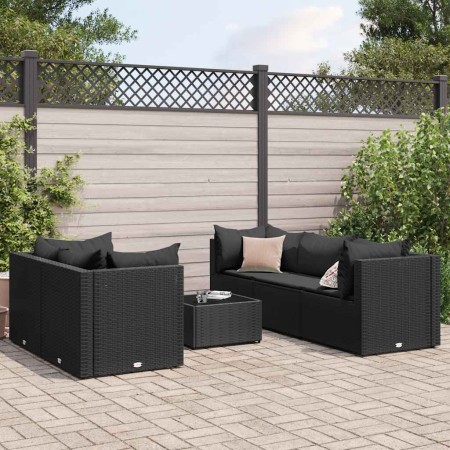 Set muebles de jardín 6 piezas y cojines ratán sintético negro de , Conjuntos de jardín - Ref: Foro24-3308019, Precio: 497,93...