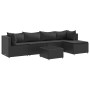 Set muebles de jardín 6 piezas y cojines ratán sintético negro de , Conjuntos de jardín - Ref: Foro24-3308067, Precio: 429,32...
