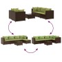 Set muebles de jardín 6 piezas y cojines ratán sintético marrón de , Conjuntos de jardín - Ref: Foro24-3308134, Precio: 407,3...
