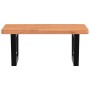 Estante de lavabo de pared de acero y madera maciza de haya de , Tocadores de baño - Ref: Foro24-3302427, Precio: 82,33 €, De...