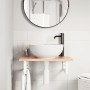 Estante de lavabo de pared de acero y madera maciza de roble de , Tocadores de baño - Ref: Foro24-3302560, Precio: 73,81 €, D...