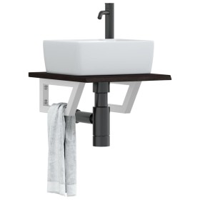 Estante de lavabo de pared de acero y madera maciza de roble de , Tocadores de baño - Ref: Foro24-3302574, Precio: 59,64 €, D...